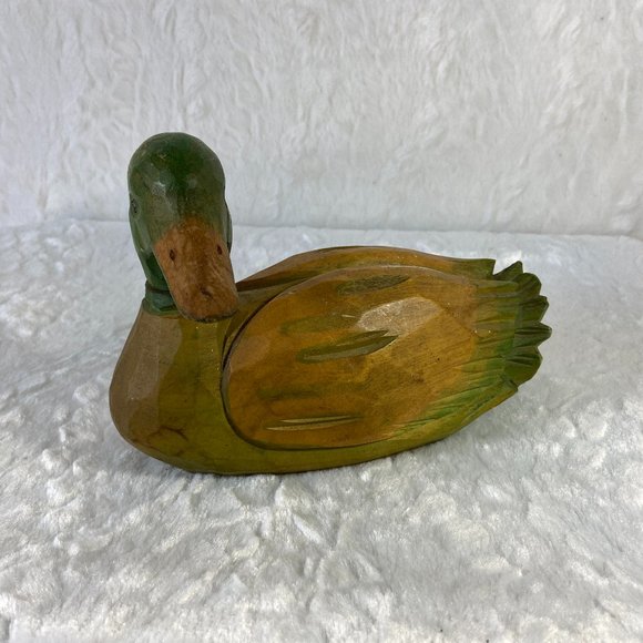 Vintage Other - Vintage Solid Carved Wood Hand painted Mallard Duck